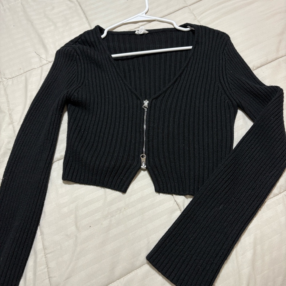 Garage Black Ribbed Knit Sweater - Picture 3 of 5